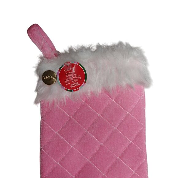 Packed Party Pink Quilted Christmas Stocking With Faux Fur Trim - Picture 4 of 6
